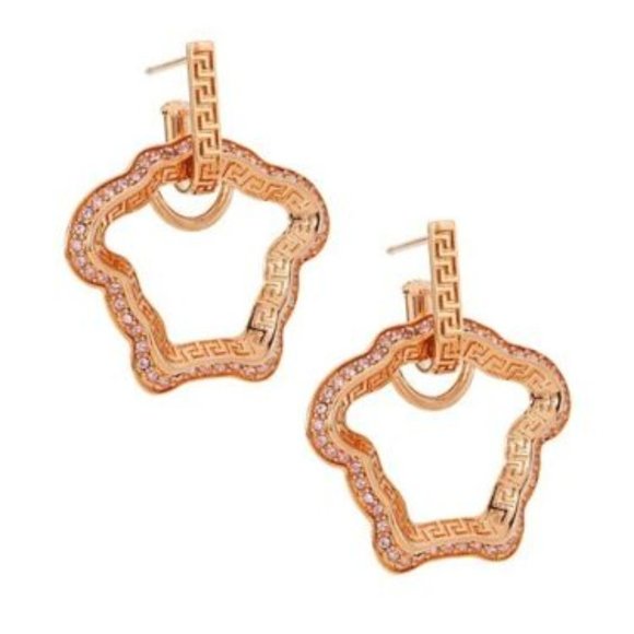 Versace Accessories - NIB Versace Medusa Curve Goldtone & Crysta Drop Earrings